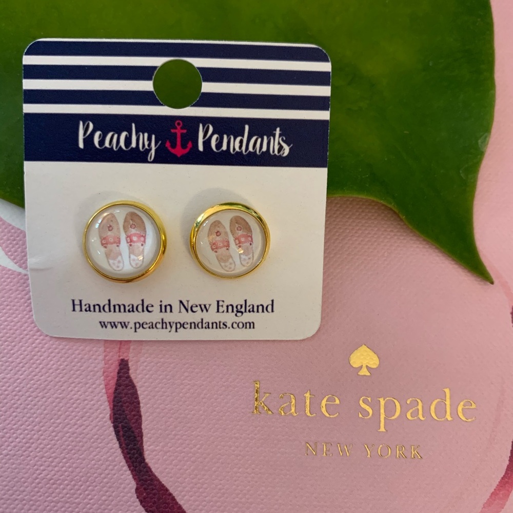 Silver and pink beach sandal earrings